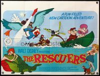 7v232 RESCUERS British quad '77 Disney mouse adventure cartoon from the depths of Devil's Bayou!