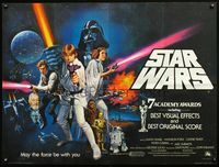 7v244 STAR WARS awards British quad '77 George Lucas classic sci-fi epic, art by Tom Chantrell!