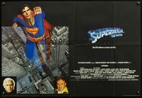 7v246 SUPERMAN photo style British quad '78 comic book hero Christopher Reeve + Hackman & Brando!