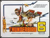7v251 THUNDERBIRD 6 British quad '68 David Lane, sci-fi puppet movie, cool art by Frank Bellamy!
