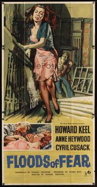 7v597 FLOODS OF FEAR English 3sh '59 different art of terrified Anne Heywood by Renato Fratini!