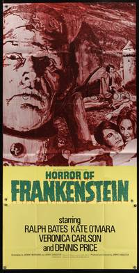 7v668 HORROR OF FRANKENSTEIN English 3sh '71 Hammer horror, close up art of monster with axe!