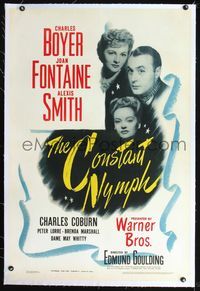7w088 CONSTANT NYMPH linen 1sh '43 Joan Fontaine, Charles Boyer, sexy Alexis Smith!
