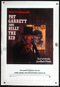 7w191 PAT GARRETT & BILLY THE KID linen 1sh '73 Sam Peckinpah, Bob Dylan, James Coburn, Lesset art!