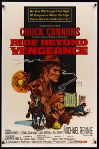 7w203 RIDE BEYOND VENGEANCE linen 1sh '66 Chuck Connors, the new giant of western adventure!