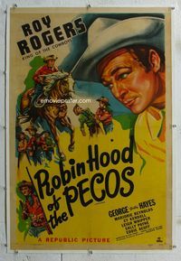 7w207 ROY ROGERS linen one-sheet movie poster '49 Robin Hoof of the Pecos