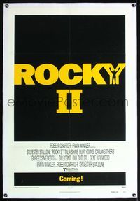 7w208 ROCKY II linen advance 1sh '79 Sylvester Stallone boxing sequel, the story continues!