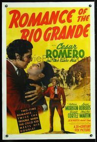 7w209 ROMANCE OF THE RIO GRANDE linen 1sh '41 Cesar Romero as O. Henry's hero The Cisco Kid!
