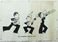 7w024 HAS ANYBODY SEEN MY GAL linen special 27x38 poster '20s John Held Jr. art of jazz musicians!
