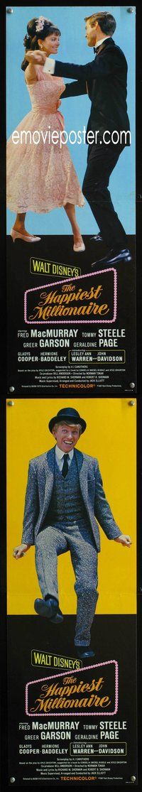 7x041 HAPPIEST MILLIONAIRE 2 mini door panels '68 Disney, Tommy Steele, Fred MacMurray!