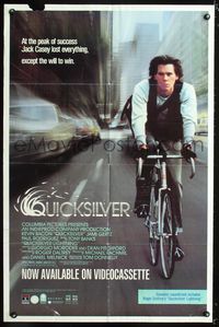 7x466 QUICKSILVER video 1sh '86 cool image of Kevin Bacon riding bicycle!