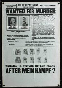 7x062 AFTER MEIN KAMPF special 28x41 '41 great Adolf Hitler WANTED FOR MURDER image!