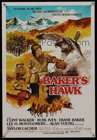 7x076 BAKER'S HAWK special poster '76 art of Lee Montgomery with bird & Burl Ives by R. Alexander!