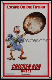 7x112 CHICKEN RUN teaser special poster '00 Peter Lord & Nick Park claymation, escape or die frying
