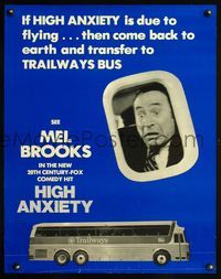 7x184 HIGH ANXIETY special poster '77 Trailways Bus ad, wacky image of Mel Brooks!