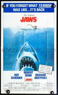 7x047 JAWS Topps poster '81 artwork of Steven Spielberg's classic man-eating shark!