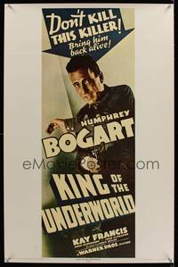 7x479 KING OF THE UNDERWORLD Repro special poster '71 Humphrey Bogart with revolver!