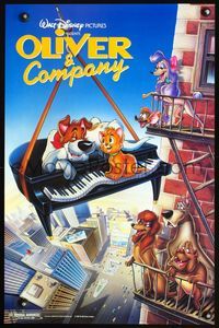 7x244 OLIVER & COMPANY special 17x26 '88 great image of Walt Disney cats & dogs in New York City!