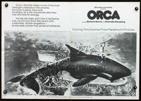7x245 ORCA teaser special poster '77 cool art of The Killer Whale by John Berkey!