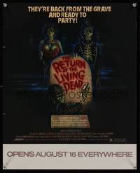 7x271 RETURN OF THE LIVING DEAD advance special poster '85 wacky art of punk rock zombies!