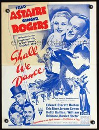 7x290 SHALL WE DANCE special poster R60s Fred Astaire & Ginger Rogers on rollerskates!