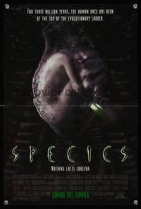 7x301 SPECIES advance special poster '95 creepy artwork of alien Natasha Henstridge in embryo sac!