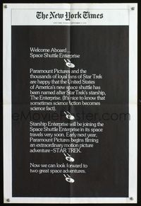 7x312 STAR TREK NEW YORK TIMES special 17x25 '76 Star Trek & the Space Shuttle Enterprise!