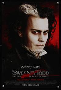 7x336 SWEENEY TODD THE DEMON BARBER OF FLEET STREET advance special poster '07 c/u of Johnny Depp!