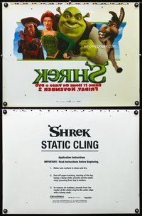 7x468 SHREK special video static cling poster '01 Mike Myers, Eddie Murphy, Cameron Diaz!