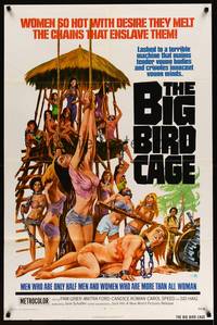 7y083 BIG BIRD CAGE 1sh '72 Pam Grier, Roger Corman, classic chained women art by Joe Smith!