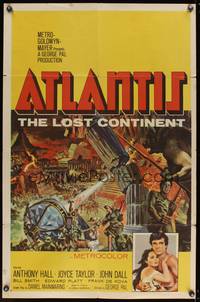 7z035 ATLANTIS THE LOST CONTINENT 1sh '61 George Pal underwater sci-fi, cool fantasy art!