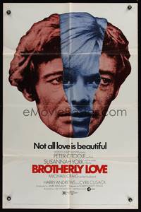 7z108 BROTHERLY LOVE 1sh '70 Susannah York, Peter O'Toole, Not all love is beautiful!