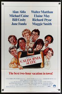 7z119 CALIFORNIA SUITE 1sh '78 Alan Alda, Michael Caine, Fonda, all-star cast Drew Struzan art!