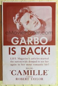 7z120 CAMILLE 1sh R55 Robert Taylor, portrait of beautiful Greta Garbo!