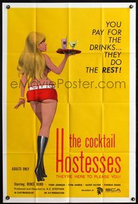 7z151 COCKTAIL HOSTESSES 1sh '73 written by Ed Wood, artwork of sexiest waitress!