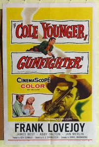 7z152 COLE YOUNGER GUNFIGHTER 1sh '58 many great images of cowboy Frank Lovejoy!