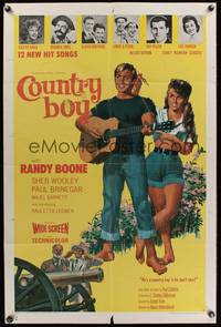 7z162 COUNTRY BOY 1sh '66 Randy Boone with guitar, Nashville country music!