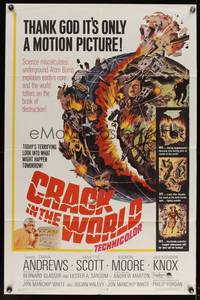 7z165 CRACK IN THE WORLD 1sh '65 atom bomb explodes, thank God it's only a motion picture!
