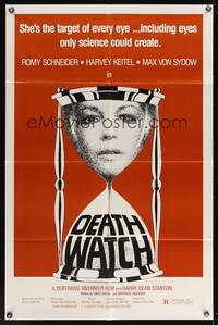 7z196 DEATH WATCH 1sh '80 Le Mort en Direct, Romy Schneider, Harvey Keitel, cool hourglass art!