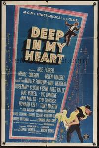 7z202 DEEP IN MY HEART 1sh '54 MGM's finest all-star musical, headshots of 13 top MGM stars!
