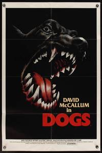 7z235 DOGS 1sh '76 wild artwork of killer Doberman Pinscher dog barking and showing its teeth!