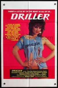 7z266 DRILLER 1sh '84 Taija Rae, Renee Summers, sexploitation Thriller parody!