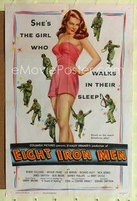 7z284 EIGHT IRON MEN 1sh '52 Lee Marvin, sexy Mary Castle, artwork of World War II soldiers!