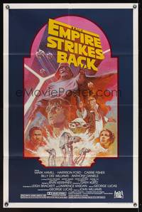 7z292 EMPIRE STRIKES BACK 1sh R82 George Lucas sci-fi classic, cool artwork by Tom Jung!