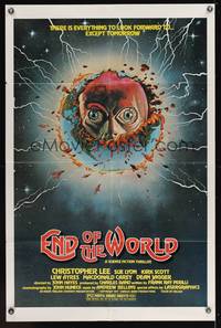 7z296 END OF THE WORLD 1sh '77 wild image of strange creature emerging from the Earth!