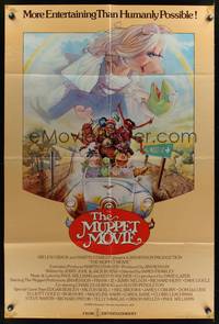 7z609 MUPPET MOVIE English 1sh '79 Jim Henson, Drew Struzan art of Kermit the Frog & Miss Piggy!