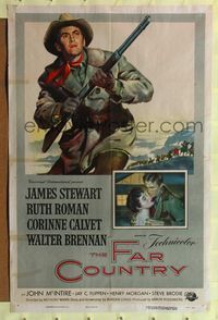 7z315 FAR COUNTRY 1sh '55 cool art of James Stewart with rifle, Anthony Mann
