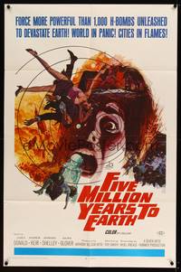7z328 FIVE MILLION YEARS TO EARTH 1sh '67 cities in flames, world panic spreads, art by Gerald Allison!