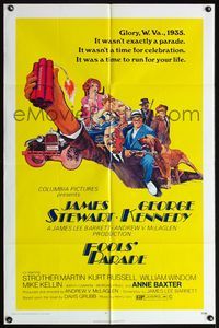 7z347 FOOLS' PARADE 1sh '71 James Stewart, George Kennedy, Strother Martin, cool artwork!