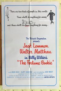 7z352 FORTUNE COOKIE 1sh '66 wacky art of Jack Lemmon & Walter Matthau, Billy Wilder!